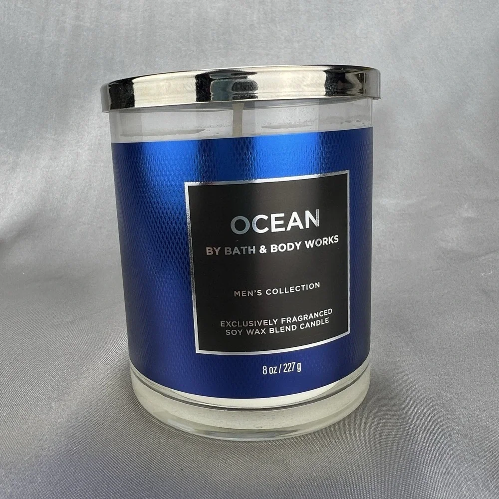 Bath & Body Works Ocean 3pc Gift Set Bundle for Men Candle & Body Wash Full Mini